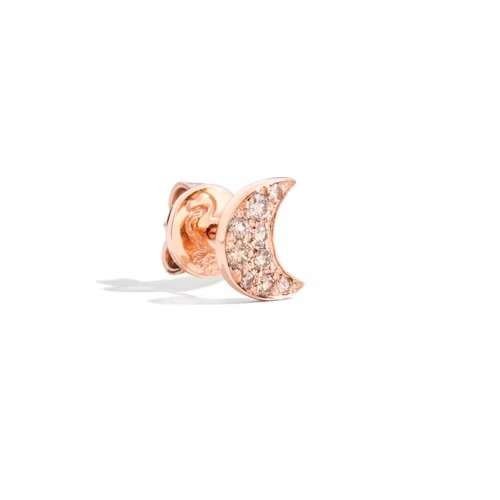 Gioiello dodo orecchini - ORECCHINO STUD LUNA ORO ROSA E DIAMANTI BROWN