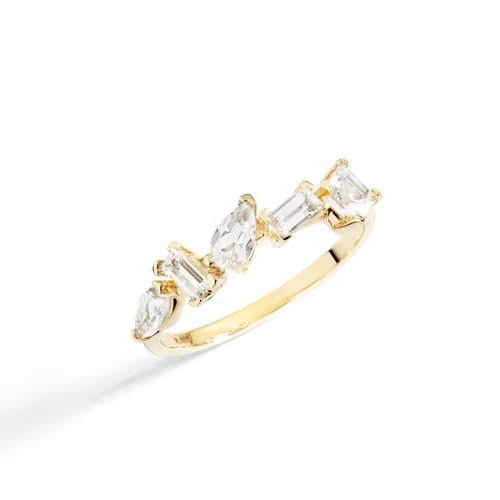 Gioiello dodo anelli - ANELLO HALF ETERNITY TOPAZI BIANCHI