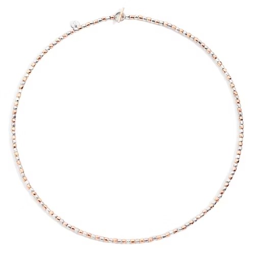 Gioiello dodo collane - COLLANA MINI GRANELLI ARGENTO & ORO ROSA