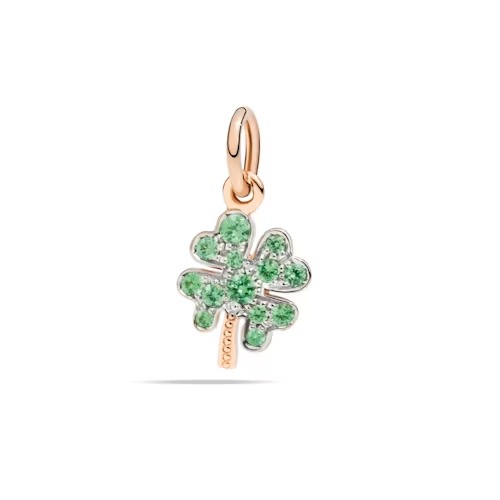 Gioiello dodo charms - CIONDOLO QUADRIFOGLIO ORO ROSA E TSAVORITI