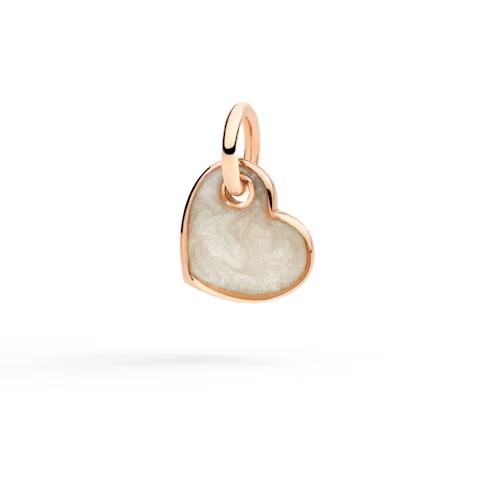 Gioiello dodo charms - CIONDOLO CUORE ORO ROSA & SMALTO (BIANCO)